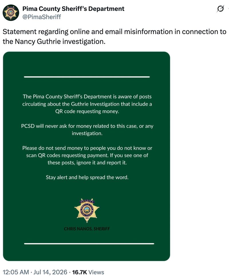 Pima County Sheriff’s Department on X