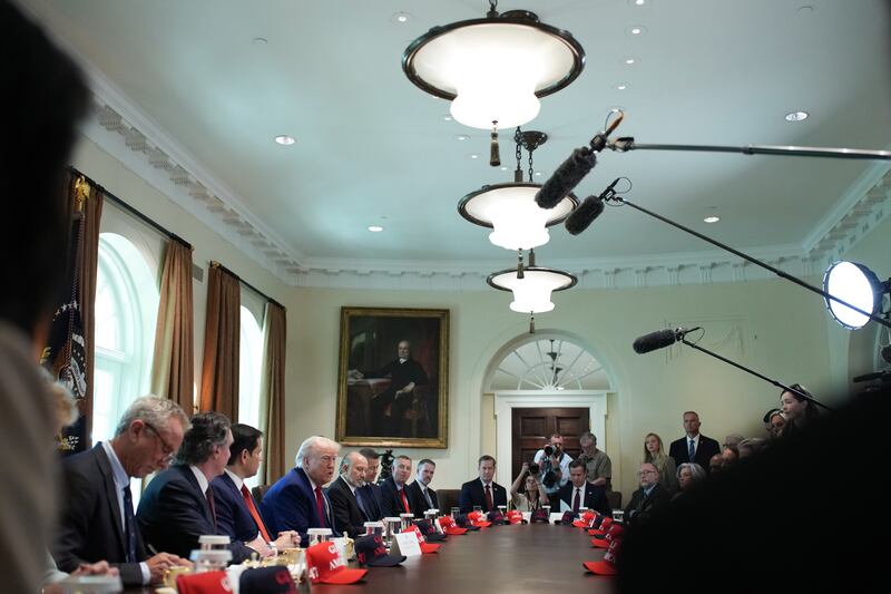 President Donald Trump speaks during a Cabinet meeting at the White House on April 30, 2025 in Washington, D.C.