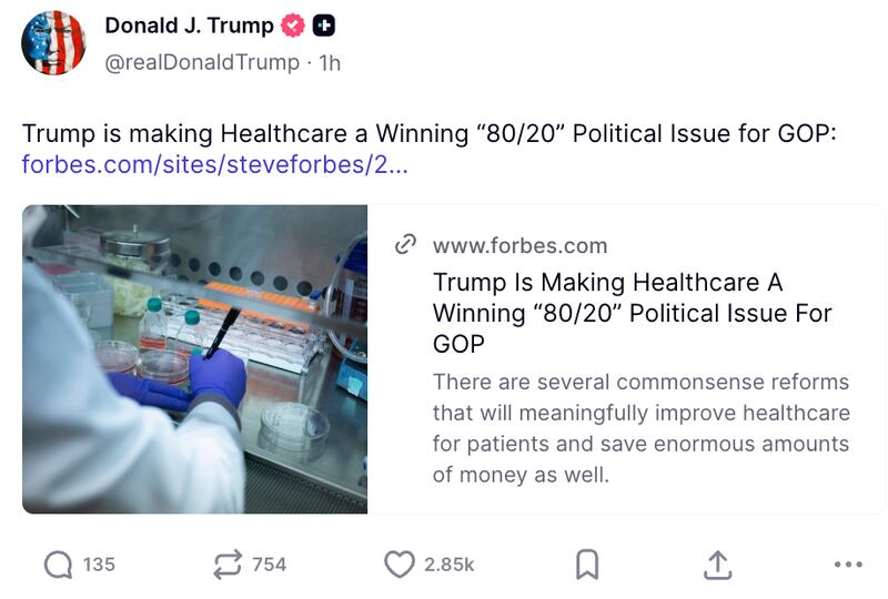 Trump Truth Social Post