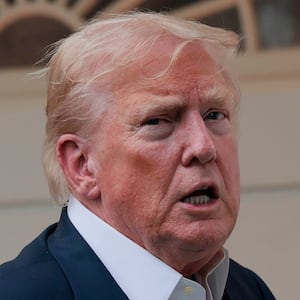 President Donald Trump speaks to reporters near the Rose Garden after returning to the White House on Marine One on July 29, 2025 in Washington, DC.