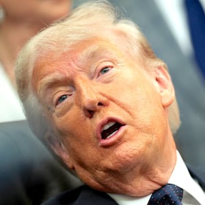 President Donald Trump speaks during an event to sign a memorandum in the Oval Office at the White House in Washington, D.C., U.S., May 5, 2026.