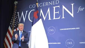 Donald Trump arrives to address the Concerned Women for America Legislative Action Committee (CWALAC) on September 15, 2023 in Washington, DC.
