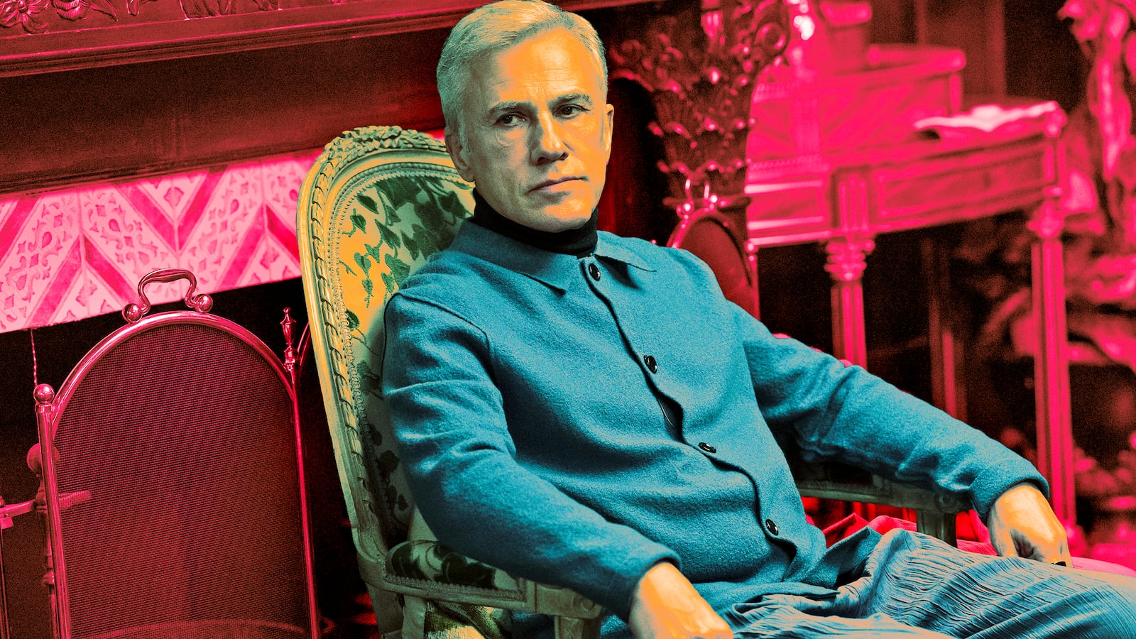 A photo illustration of Christoph Waltz in Only Murders In The Building.