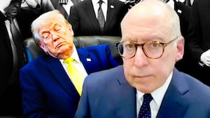 A photo illustration of Dr. Jonathan Reiner and Donald Trump sleeping.