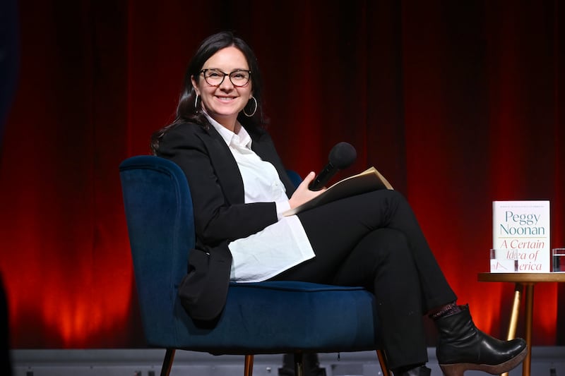Bari Weiss speaks onstage during Book Club Event With Peggy Noonan on November 19, 2024 in New York City.