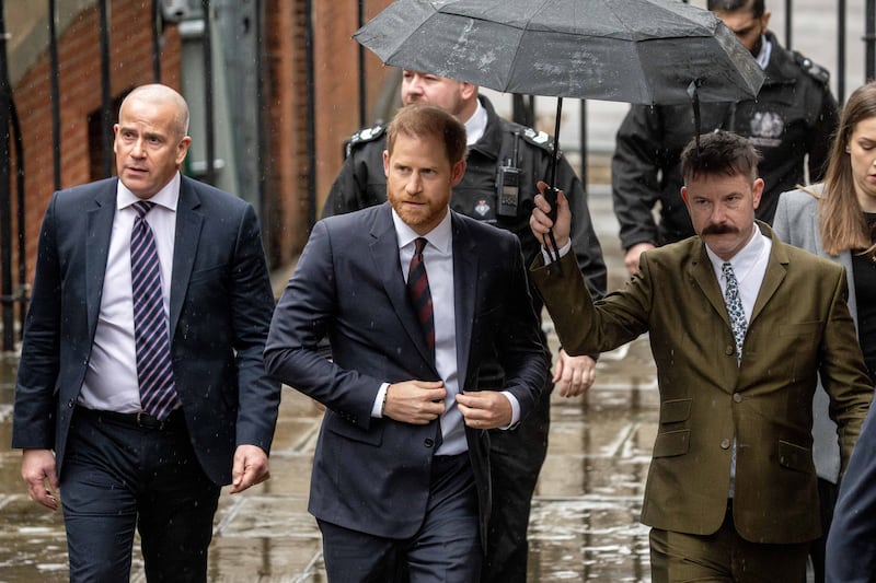 The Duke of Sussex arrives at the Royal Courts Of Justice, central London, for day three of the trial over allegations of unlawful information gathering brought against Associated Newspapers Limited (ANL) by seven people - the Duke of Sussex, Baroness Doreen Lawrence, Sir Elton John, David Furnish, Liz Hurley, Sadie Frost and Sir Simon Hughes.