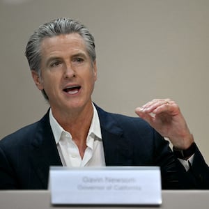 Governor of California Gavin Newsom attends a press conference during the COP30 UN Climate Change Conference in Belem, Para State, Brazil on November 11, 2025. Brazil is betting its much-hyped climate summit in the Amazon next month can deliver something increasingly rare in a fractured world: proof that nations can still unite to confront a global crisis (Photo by Mauro PIMENTEL / AFP) (Photo by MAURO PIMENTEL/AFP via Getty Images)