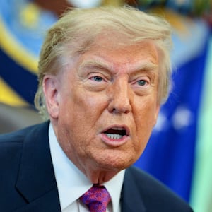 U.S. President Donald Trump speaks during an event after signing an executive order renaming Lake Ontario as Lake America in the Oval Office at the White House in Washington, D.C., U.S., August 27, 2026.