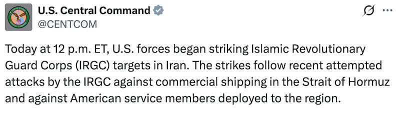 CENTCOM announced a return to fighting.