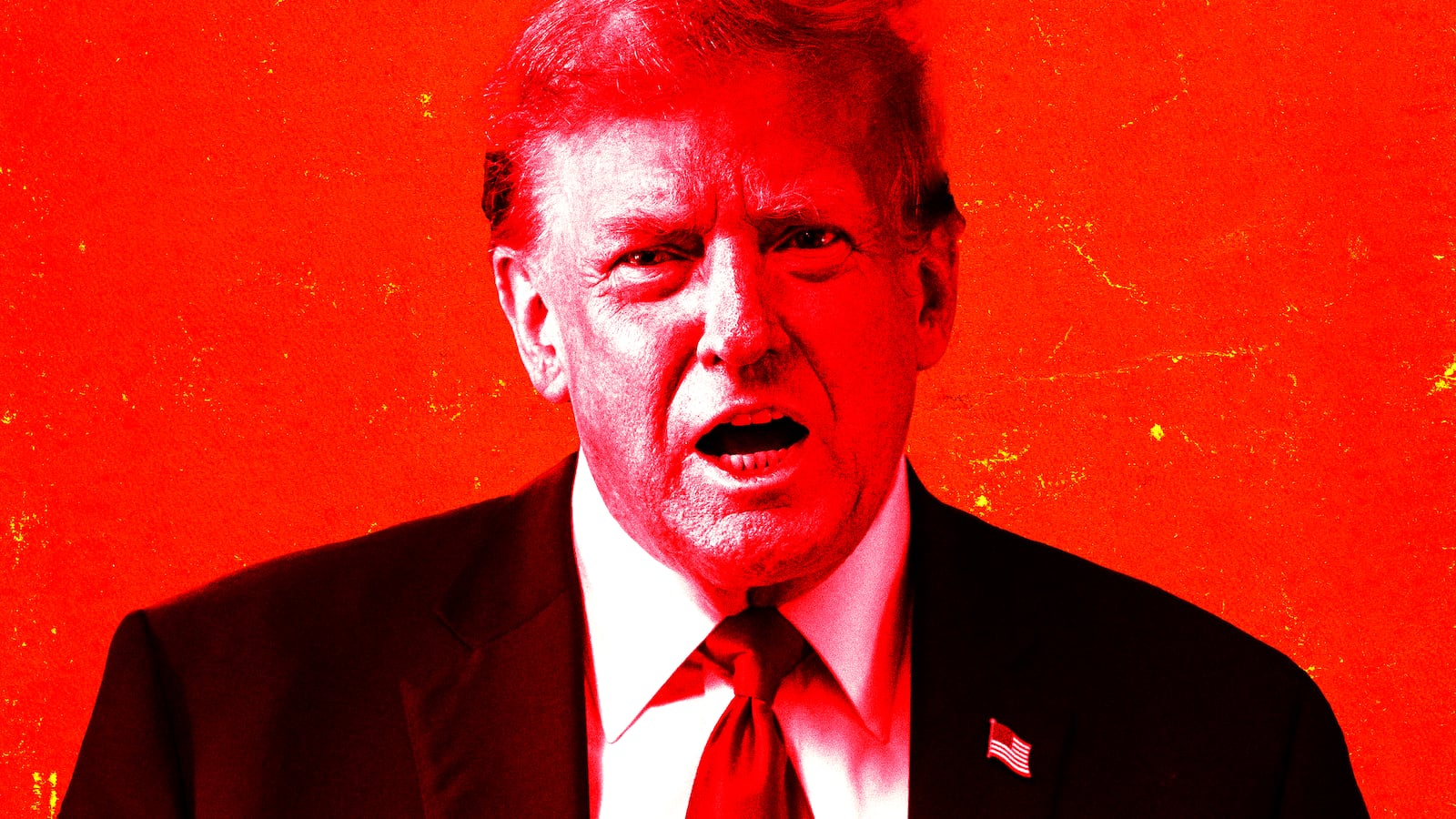 A photo illustration of former President Donald Trump outside the Manhattan Criminal Court.