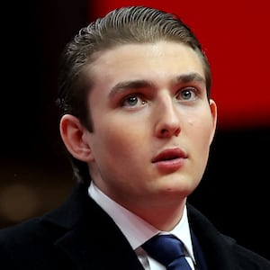 Barron Trump attends the inaugural parade inside Capital One Arena on the inauguration day of his father U.S. President Donald Trump's second presidential term, in Washington, U.S. January 20, 2025. REUTERS/Carlos Barria