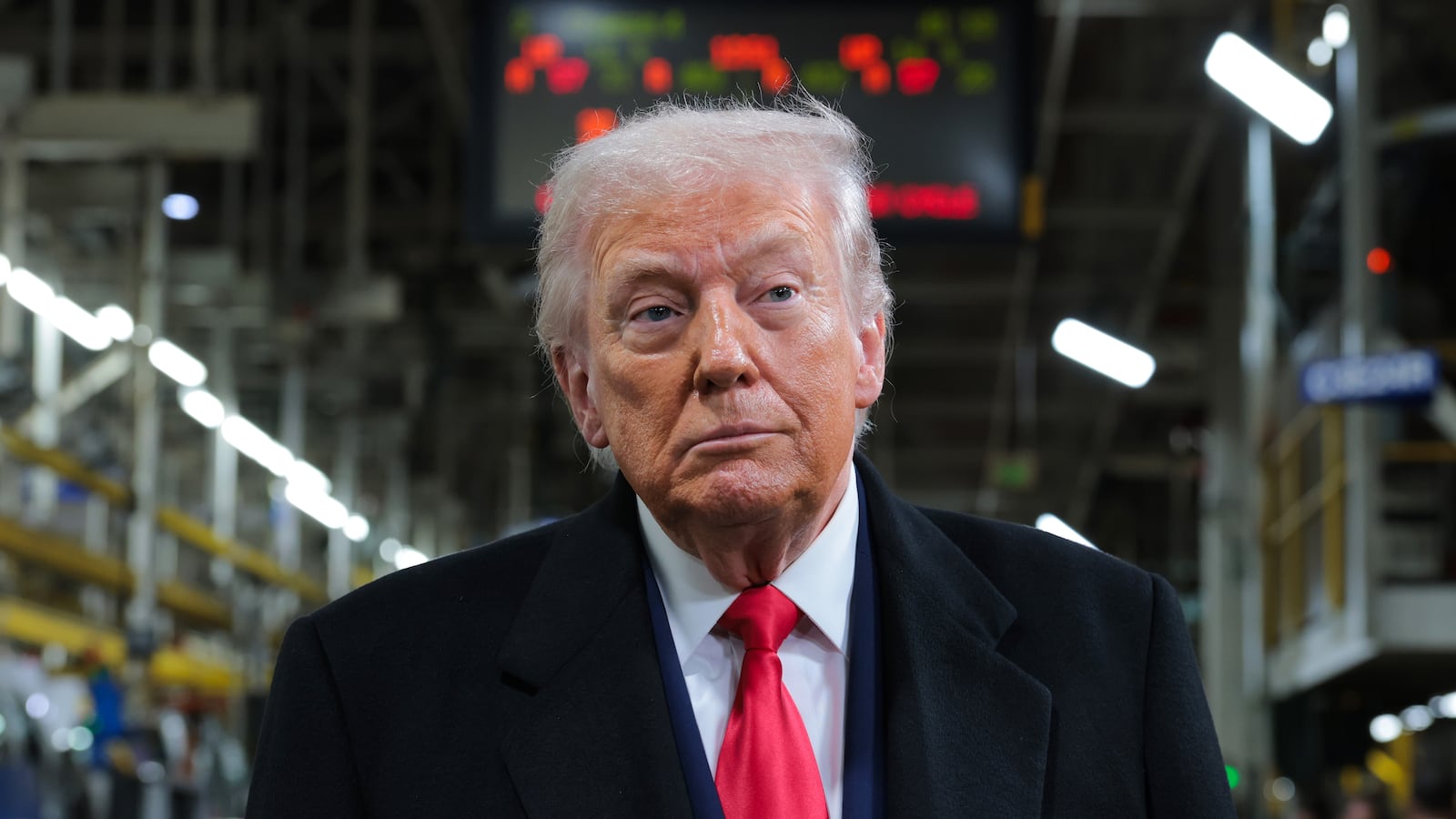 DEARBORN, MICHIGAN - JANUARY 13: U.S. President Donald Trump tours the Ford River Rouge Complex on January 13, 2026 in Dearborn, Michigan. Trump is visiting Michigan where he will participate in a tour of the Ford River Rouge complex and later give remarks to the Detroit Economic Club. (Photo by Anna Moneymaker/Getty Images)
