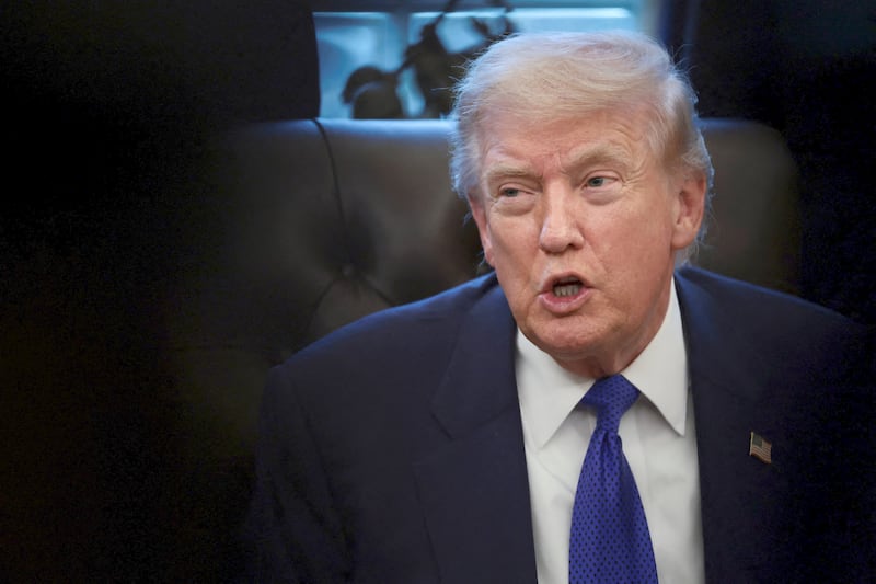 U.S. President Donald Trump speaks on the day he announced the creation of a critical mineral reserve, in the Oval Office at the White House, February 2, 2026.