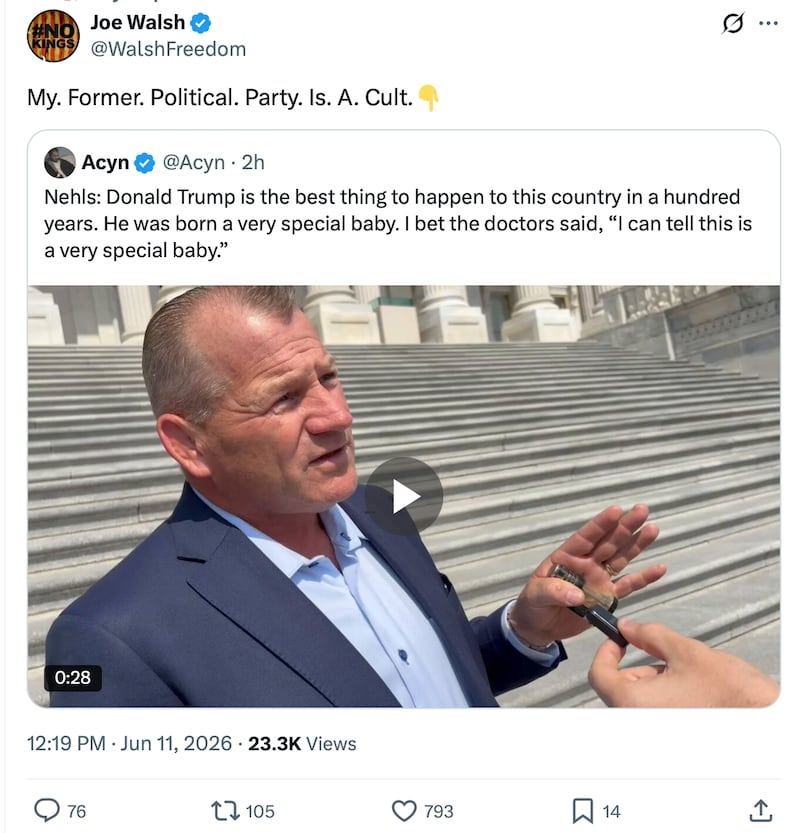Joe Wash said Nehls' comment was an example of the GOP being a "cult."