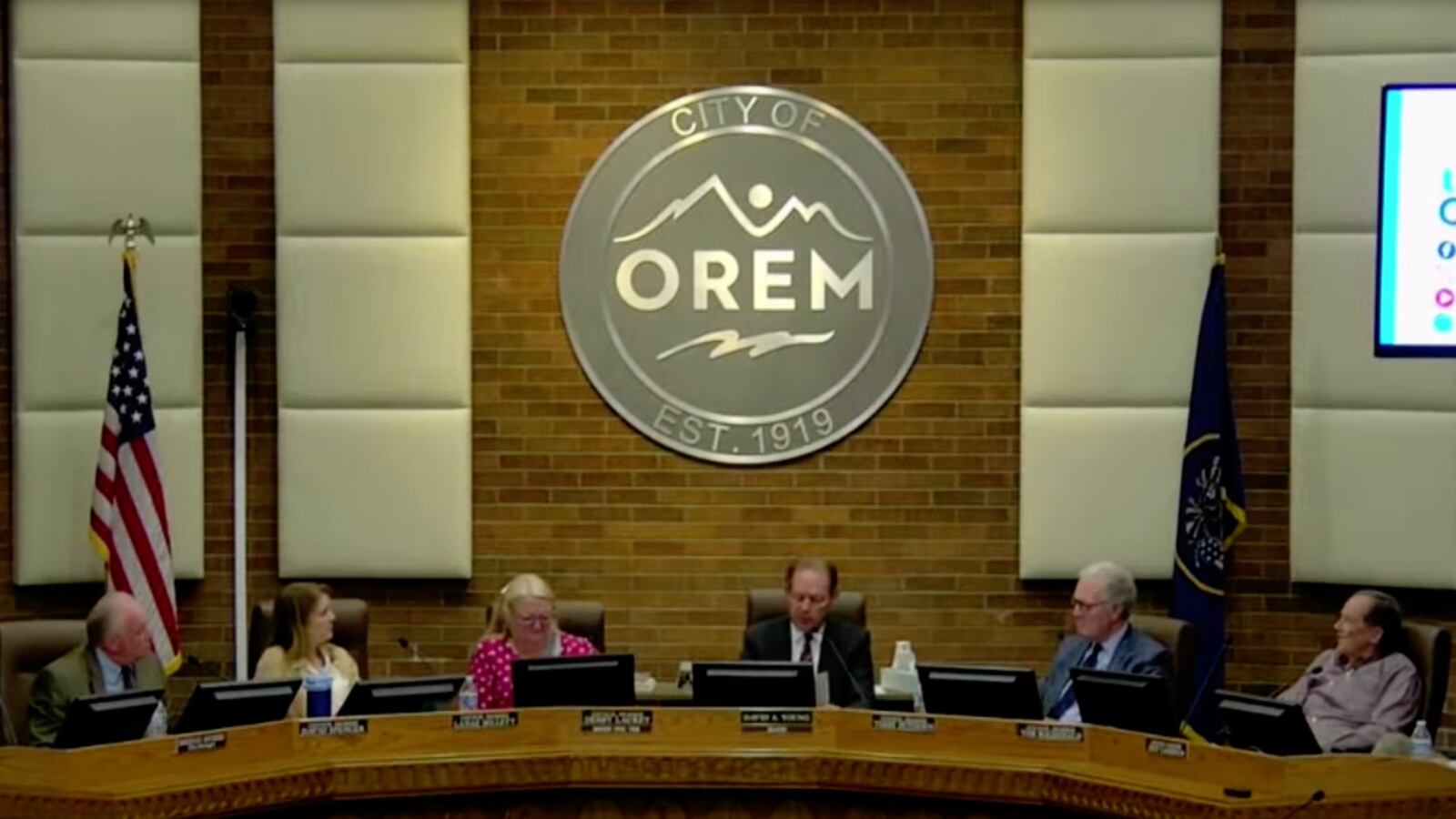 A screenshot from an Orem City council meeting.