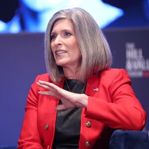 WASHINGTON, DC - APRIL 30: Senator Joni Ernst (IA) speaks on stage during The Hill & Valley Forum 2025 at The U.S. Capitol Visitor Center on April 30, 2025 in Washington, DC. (Photo by Tasos Katopodis/Getty Images for 137 Ventures/Founders Fund/Jacob Helberg )