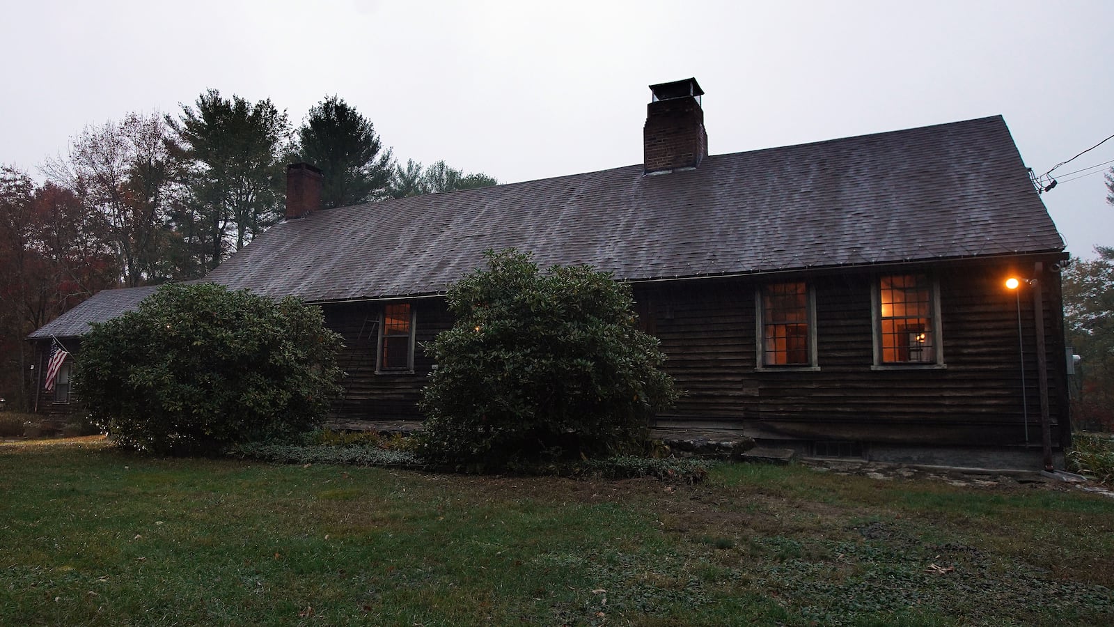 HARRISVILLE, RI - OCTOBER 14: The "Conjuring" house in Harrisville, RI on Oct. 14, 2020. The house, a 3,100 square foot farmhouse and eight-acre property made famous by the movie series that began in 2013, is open for overnight stays. The owners are Jennifer and Cory Heinzen, paranormal investigators. (Photo by Barry Chin/The Boston Globe via Getty Images)