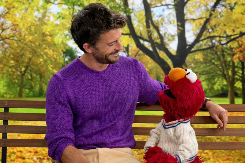 Jonathan Bailey and Elmo on 'Sesame Street'