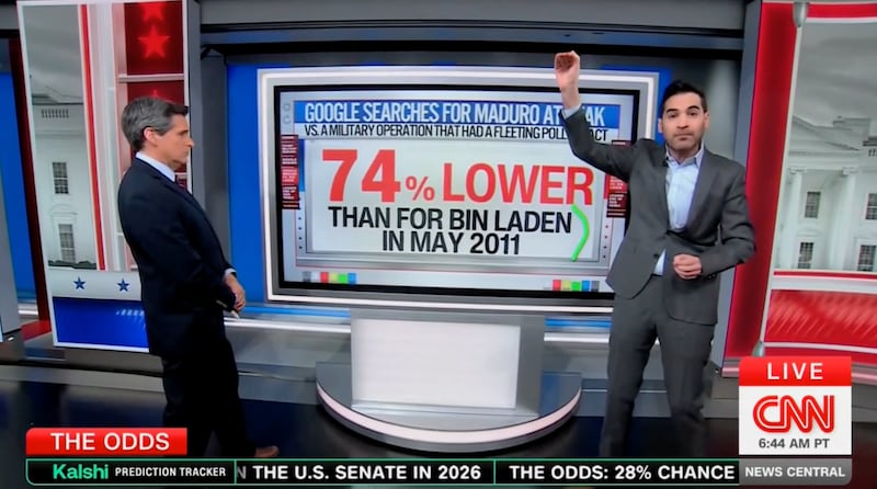 Harry Enten said search interest in Venezuela was significantly lower when Osama bin Laden was killed by special forces in 2011.