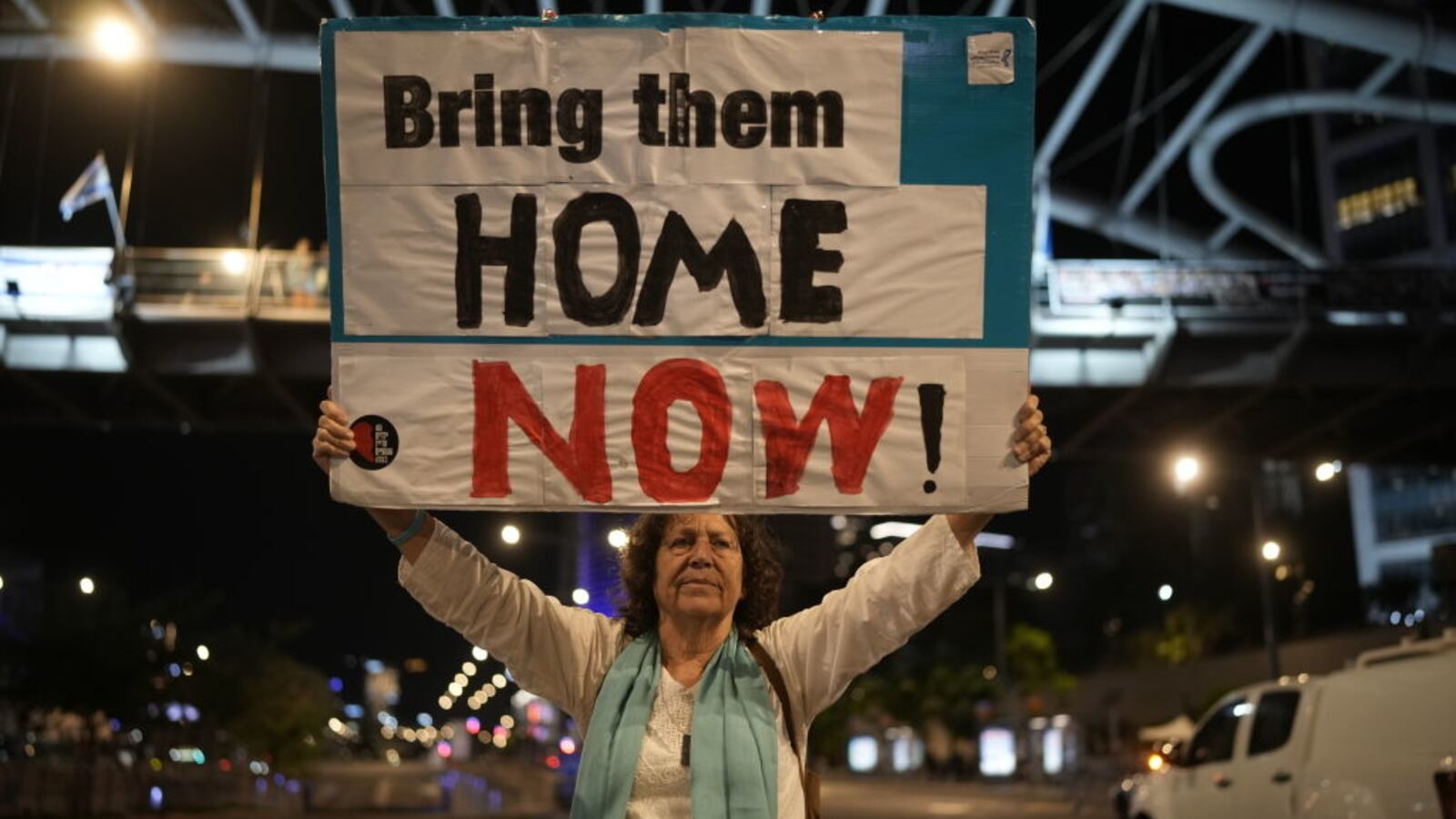 A protestor demonstrates in Tel Aviv, Israel.
