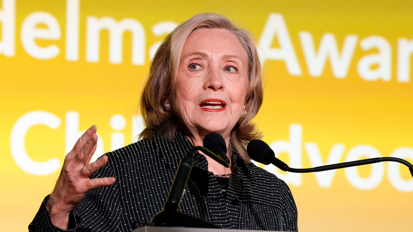 Hillary Clinton speaks onstage during the Common Sense Summit on Kids and Families 2025 on March 24, 2025 in San Francisco, California.