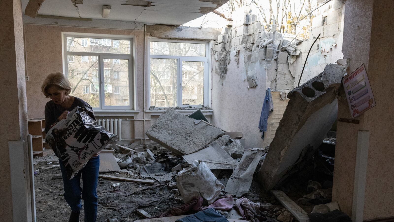 Aftermath of Russian drone attack on Kyiv.