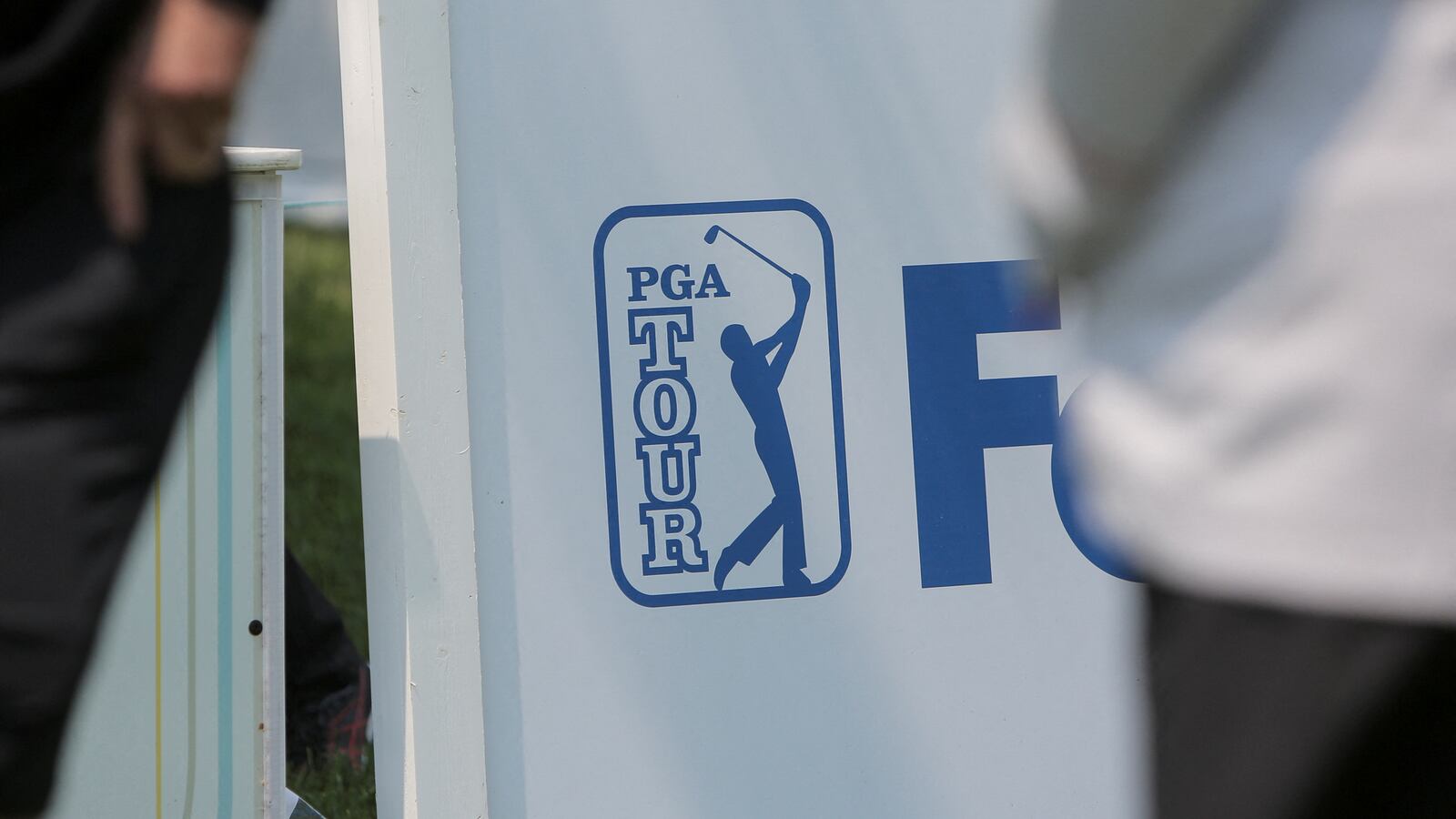 The logo of PGA Tour during the Canadian Open’s Championship Pro-Am after news was released of a new partnership between the PGA Tour and Saudi-backed LIV Golf circuit, at Oakdale Golf and Country Club in Toronto, Ontario, Canada June 7, 2023.