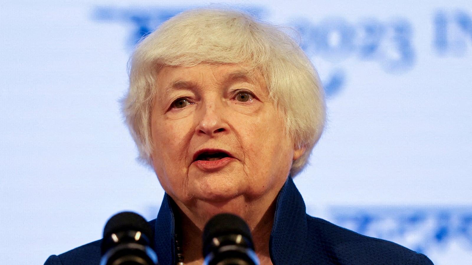 U.S. Treasury Secretary Janet Yellen addresses a news conference during a G20 finance ministers' and Central Bank governors' meeting