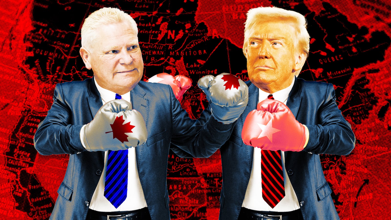 A photo illustration of Ontario Premier Doug Ford and Donald Trump.