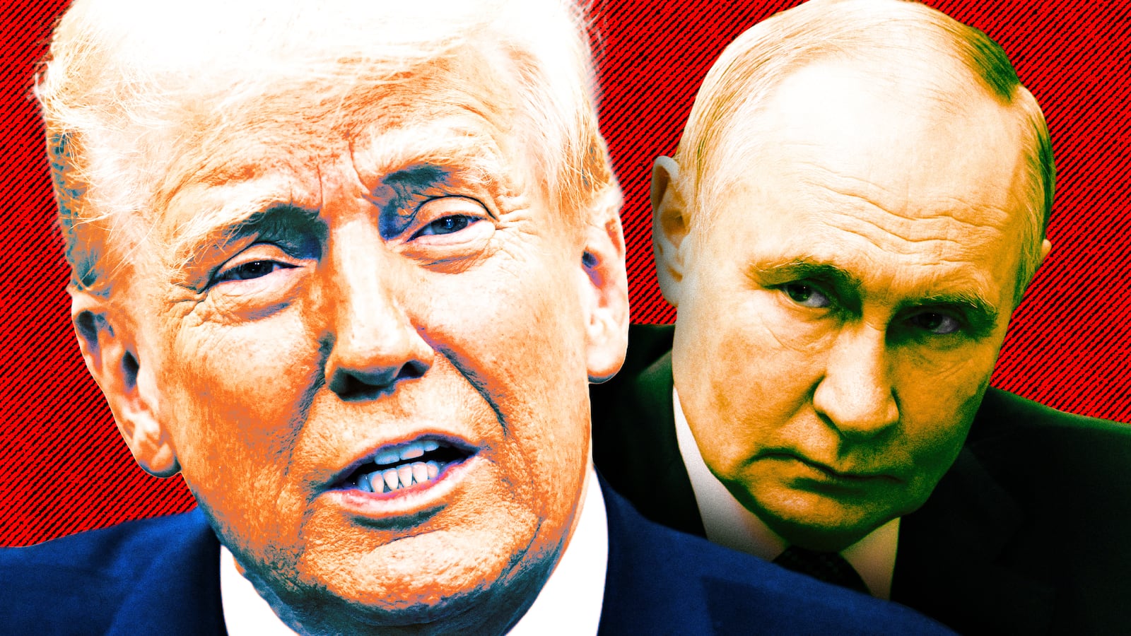 A photo illo illustration of Donald Trump and Vladimir Putin.