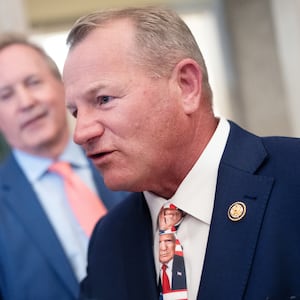 Rep. Troy Nehls, R-Texas, right, and Texas Attorney General Ken Paxton talk with reporters in the U.S. Capitol's Statuary Hall before President Donald Trump's State of the Union address on Tuesday, February 24, 2026.