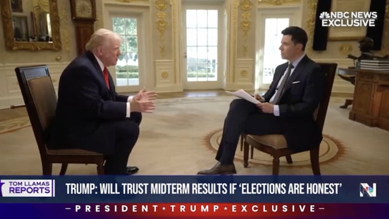 Donald Trump and Tom Llamas in the Oval Office.