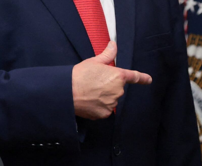 A close-up of Trump's hand during Wednesday afternoon's press conference.