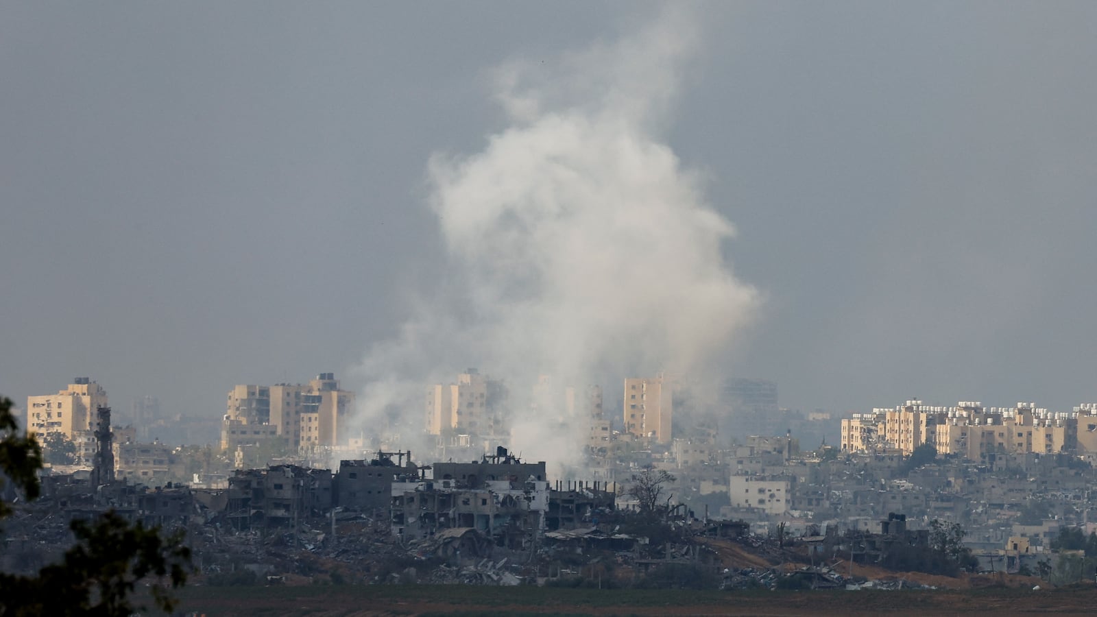Smoke rises above Gaza, as seen from southern Israel, amid the ongoing conflict between Israel and the Palestinian group Hamas, November 14, 2023.