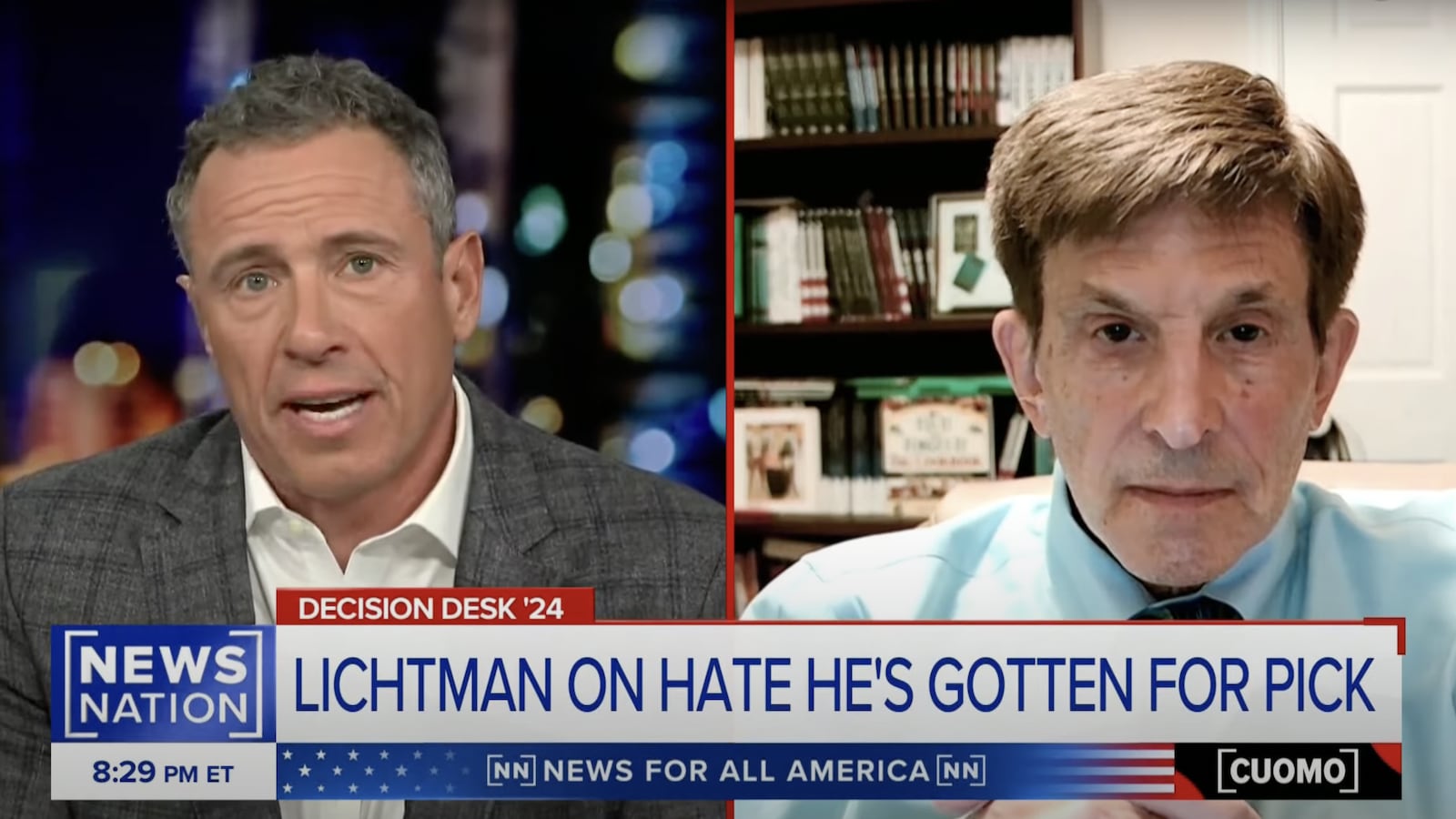 Chris Cuomo (Left) and Allan Lichtman (Right) on NewsNation