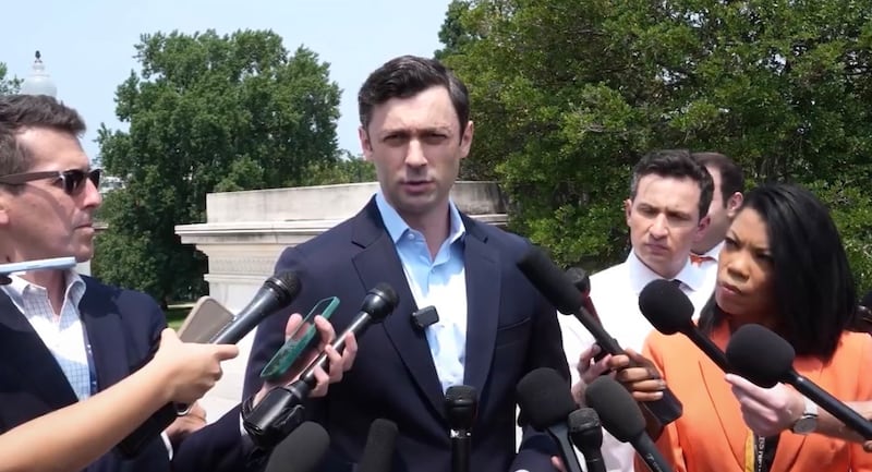Georgia Senator Jon Ossoff addressed reporters on Capitol Hill where he torched Trump's planned address to the nation.