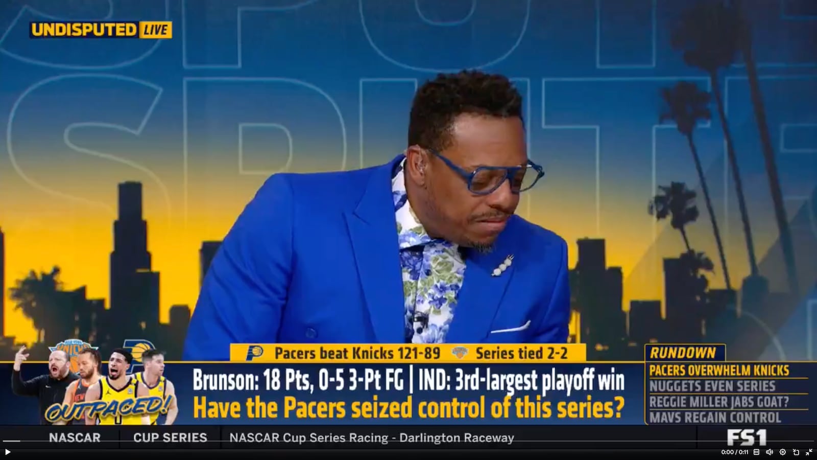 Screenshot of Paul Pierce on Fox Sports 1 "Undisputed" on May 13, 2024.