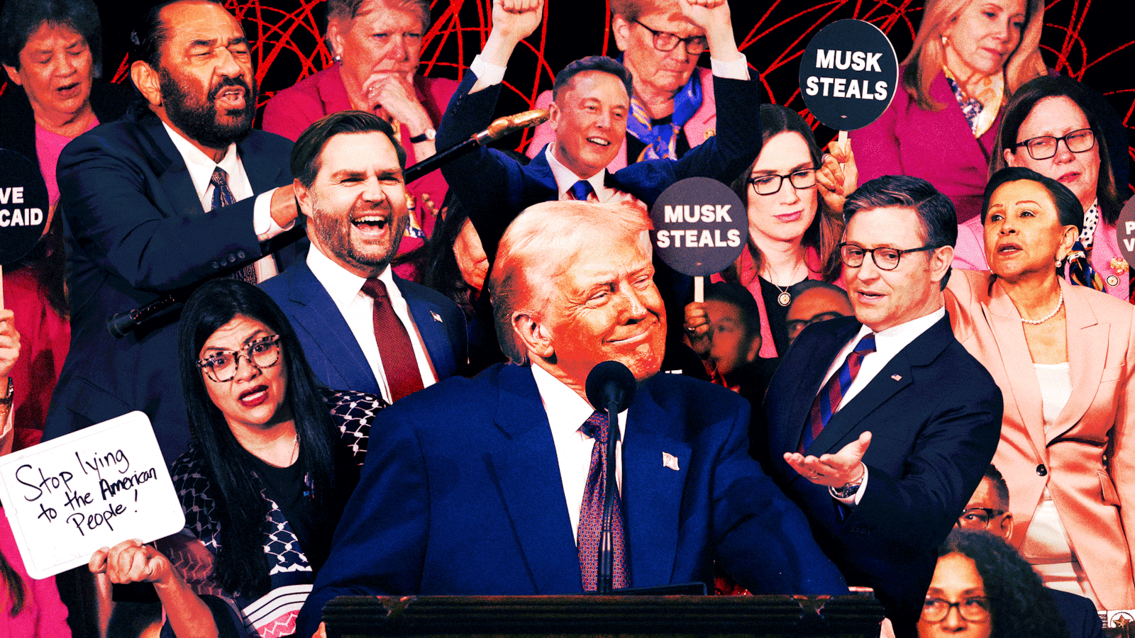 An animated gif of Donald Trump's joint address in front of Congress.