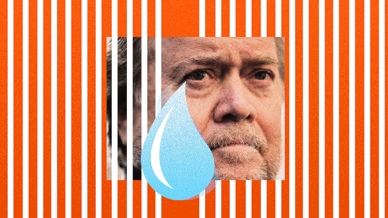 Steve Bannon crying comically behind bars.