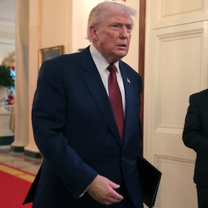 WASHINGTON, DC - FEBRUARY 11:  U.S. President Donald Trump arrives for an event on the use of coal in the East Room of the White House on February 11, 2026 in Washington, DC. The lobby group Washington Coal Club awarded Trump the "Undisputed Champion of Coal" award. Trump is also expected to sign an executive order directing the Defense Department to buy electricity from coal-fired power plants. (Photo by Anna Moneymaker/Getty Images)