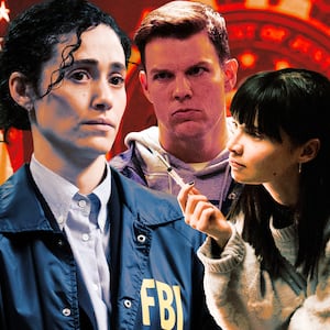 A photo illo illustration of Emmy Rossum, Jake Lacey, and Lola Petticrew in Furious.