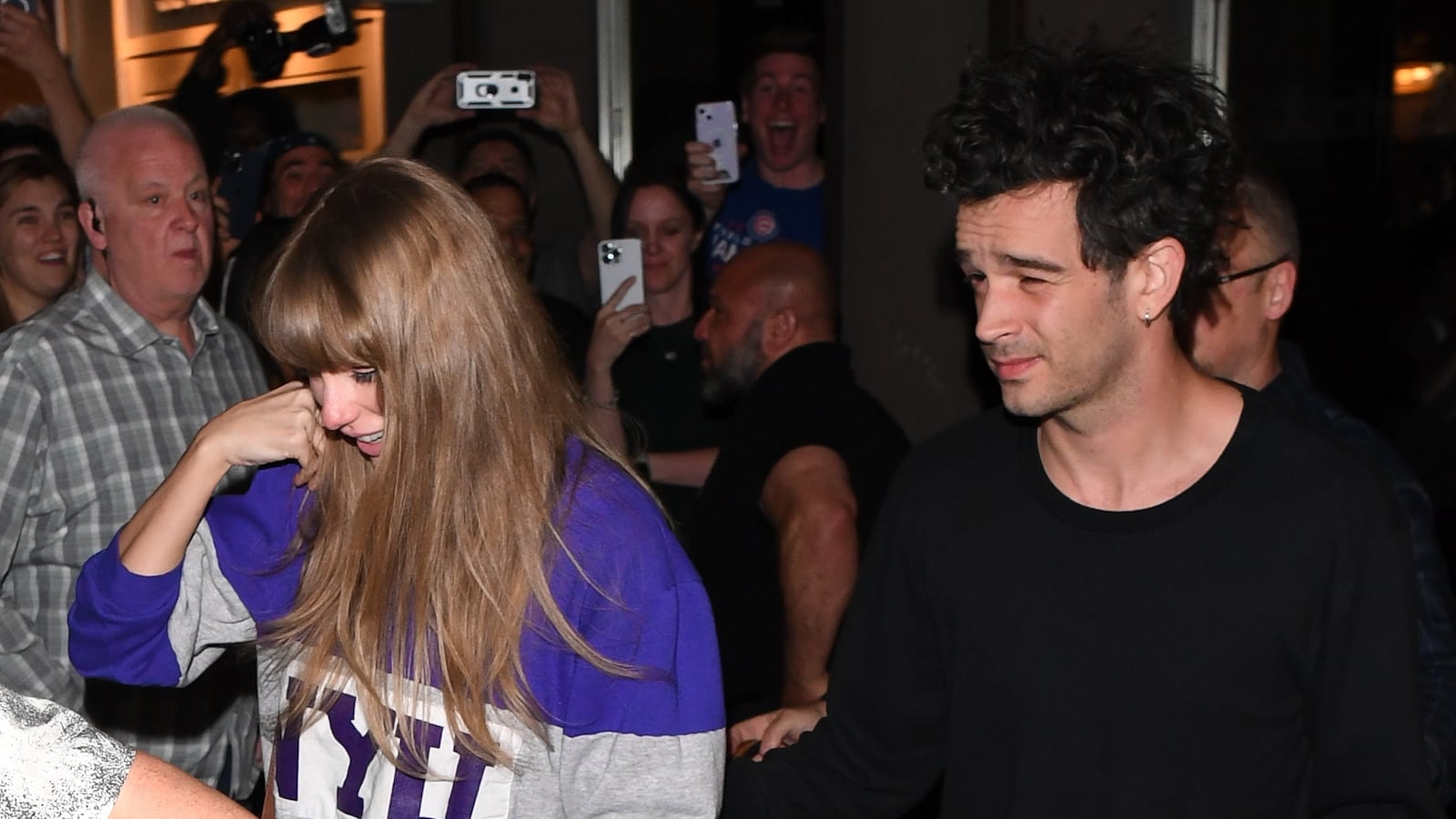 NEW YORK, NEW YORK - MAY 16: Taylor Swift and Matty Healy seen leaving 'The Electric Lady' studio in Manhattan on May 16, 2023 in New York City. (Photo by Robert Kamau/GC Images)
