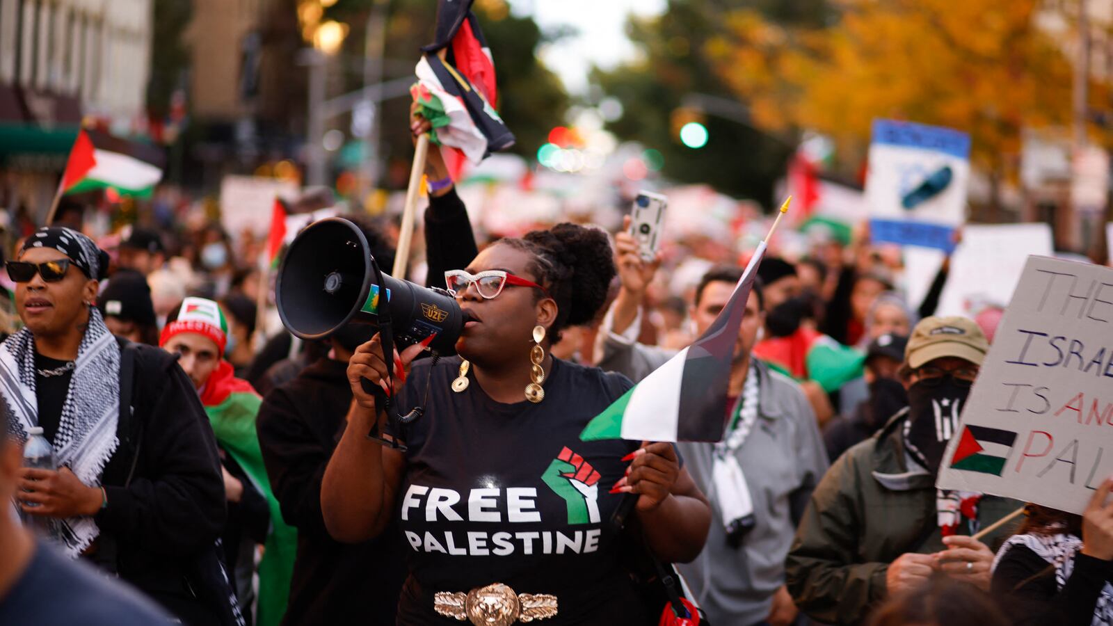 People rally in support of Palestinians in Brooklyn, New York