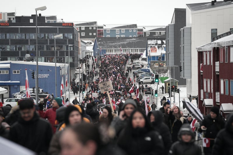 Many of Nuuk, Greenland’s 20,000 residents took to the streets on Saturday to protest being acquired by the United States.