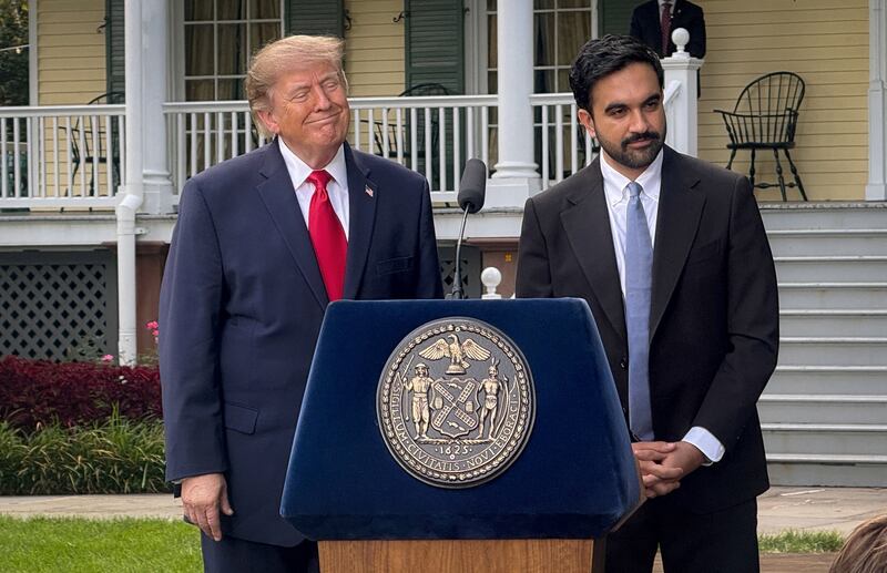 President Donald Trump and New York City Mayor Zohran Mamdani speak to reporters during a press conference following their meeting at Gracie Mansion in New York City, September 21, 2026.