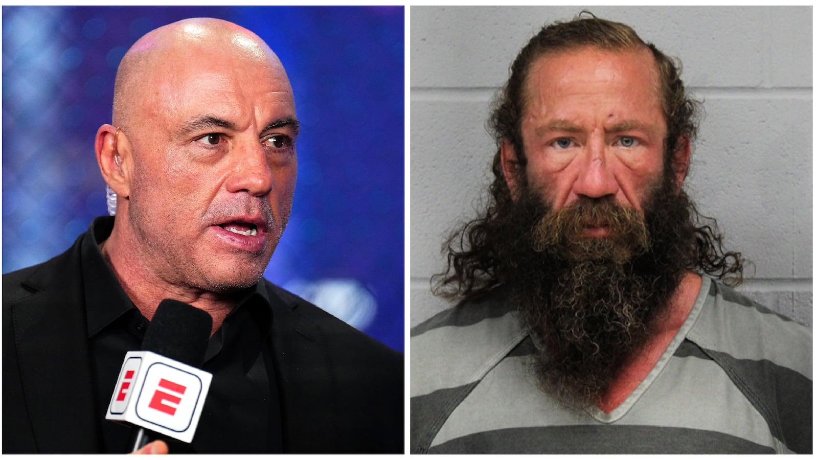 Brian Johnson, aka The Liver King (R), was released on bail after making terroristic threats towards Joe Rogan.