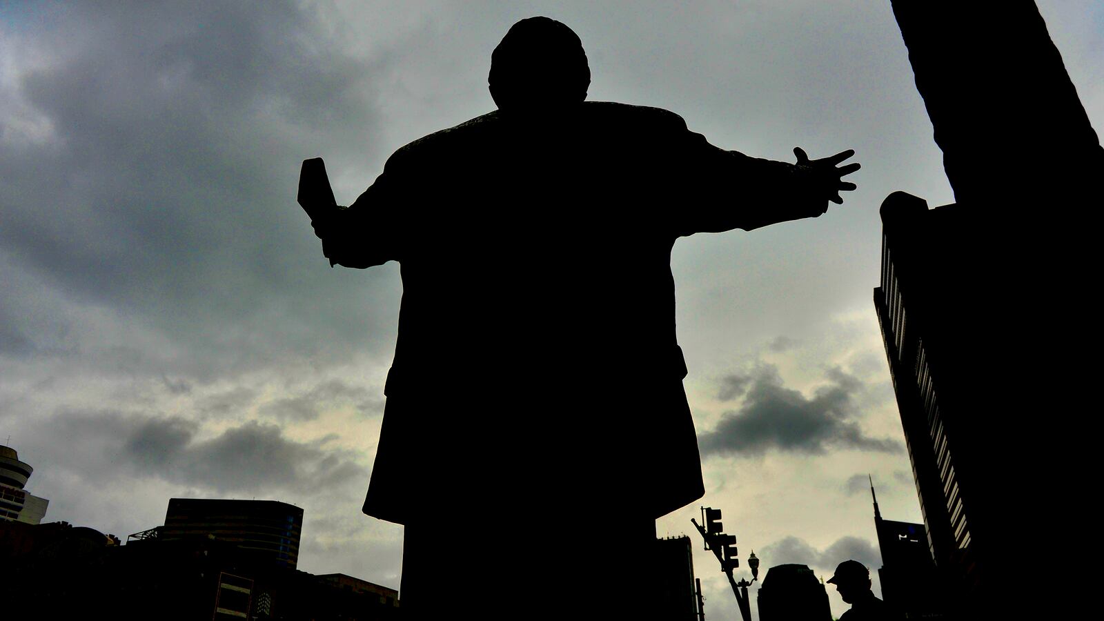 A 7-foot tall statue (with a 17-foot tall cross) of evangelist Billy Graham graces the front entrance to the headquarters of the Southern Baptist Convention in Nashville.