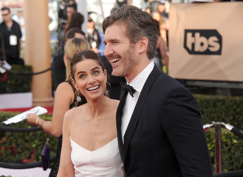 Actress Amanda Peet and husband David Benioff at the 22nd Annual Screen Actors Guild Awards on January 30, 2016, in Los Angeles, California.