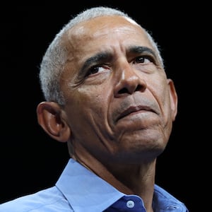 NORFOLK, VIRGINIA - NOVEMBER 01: Former U.S. President Barack Obama speaks while campaigning for Virginia Democratic gubernatorial candidate, former Rep. Abigail Spanberger during a campaign rally in the Chartway Arena on November 01, 2025 in Norfolk, Virginia. Spanberger will face off against Republican candidate Winsome Earle-Sears in the Commonwealth of Virginia’s off-year election for governor and other statewide offices on November 4. (Photo by Win McNamee/Getty Images)