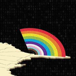 A photo illustration showing an LGBTQ+ rainbow leaving Florida.